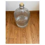 Glass Carboy Jug with Cork Stopper - Clear Ribbed Glass 16' Tall