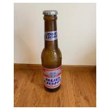 Bud Light Beer Bottle - Brown Glass, Silver Cap