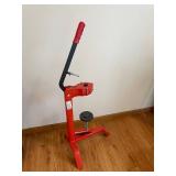 Cork Press - Red Floor-Standing Hand Clamp with Long Black Arm