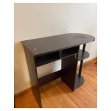 Dark Espresso Computer Desk with Curved Corner & Storage - 32 x 16 x 29