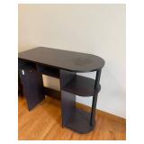 Dark Espresso Computer Desk with Curved Corner & Storage - 32 x 16 x 29