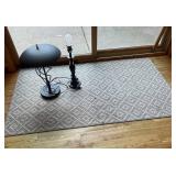 Two Black Table Lamps - 5 x 3' rug