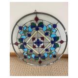 23' Stained Glass Round Window Panel - Floral Motif, Multicolor Circular Art