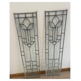 Stained Glass Window Panels - Leaded Fleur-de-Lis Design, 9 x 38 in (Pair)
