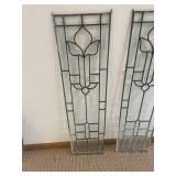 Stained Glass Window Panels - Leaded Fleur-de-Lis Design, 9 x 38 in (Pair)