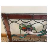 Fleur-de-Lis Stained Glass Panel - Burgundy Border Wall Hanging 36 x 14'