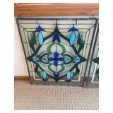 Pair of Tiffany-Style Stained Glass Panels 22 x 26 in