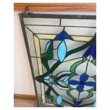 Pair of Tiffany-Style Stained Glass Panels 22 x 26 in