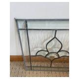 Pair of Wrought Iron Decorative Window Panels With Textured Glass - 14 x 14 in