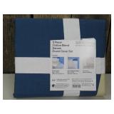 Room Essentials Twin XL Ivory & Blue Cotton Blend Sateen Duvet 2 Pc Set