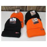 T.E.K. Mens Insulated Thermal Cuffed Beanies  (2 Orange & 2 Black)