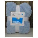 Full /Queen Light Blue Jacquard Plush Blanket - Room Essentials 90x92