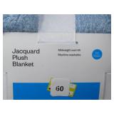 Full /Queen Light Blue Jacquard Plush Blanket - Room Essentials 90x92