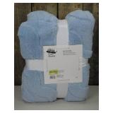 Full /Queen Light Blue Jacquard Plush Blanket - Room Essentials 90x92