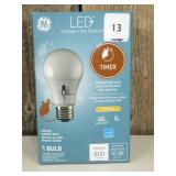 GE LED Timer Soft White A19 Light Bulb