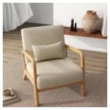 Costway 1 PCS Modern Accent Chair, Corduroy Upholstered Lounge Chair with Rubber Wood Armrests