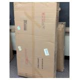 6-Drawer Closet Island with Glass Display Top & Open Shelves, Jewelry Vanity Storage Organizer Center for Walk-in Wardrobe, White