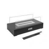 13.7 in. x 5.5 in. Bio-Ethanol Ventless Fireplace in Glass/Black Metal for Indoor/Outdoor, Smokeless Tabletop Fire Pit
