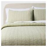 3pc King Reversible Lightweight Matelasse Quilt and Shams Set Tinker Stripe Green - Threshold™