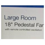 Lasko 18" Stand Oscillating Fan Black: Adjustable Height, Remote Control, 4 Speeds, Indoor Use