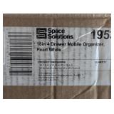 Space Solutions 18" Deep 4 Drawer Metal Mobile Organizer with 4 Box Drawers Locking Pearl White