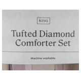 King Tufted Diamond Crinkle Comforter and Sham Set Ivory - Threshold™: OEKO-TEX Certified, Jacquard Weave