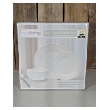 True Living Dinnerware Set, White, 12 pcs - Ceramic