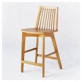 Linden Modified Windsor Wood Counter Height Barstool Natural - Threshold™ designed with Studio McGee: Rubberwood Frame, 250lb Capacity