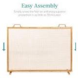 Best Choice Products 38x27in Single Panel Fireplace Screen Handcrafted Steel Mesh Spark Guard w/ Handles