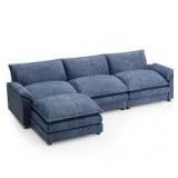 LACOO 118 in. Chenille Flared Arm L-Shaped Deluxe Pillow-Styled Modular Sectional Sofa in Amethyst with Ottoman