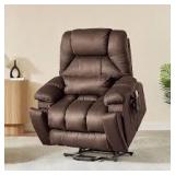 40.5 in. W Brown Microsuede Oversize Dual Motor Power Lift Recliner Chair with Massage and Heating