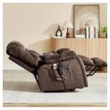 40.5 in. W Brown Microsuede Oversize Dual Motor Power Lift Recliner Chair with Massage and Heating
