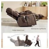 40.5 in. W Brown Microsuede Oversize Dual Motor Power Lift Recliner Chair with Massage and Heating