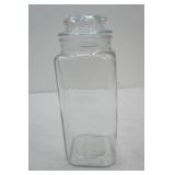 Vintage Square Glass Canister. 4"x4"x12" tall