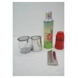 Vintage Thermos (1940s-1960s) "FreezinHot" brand (no insert); tin cans, flask, Vintage Olympics Lunchbox Thermos