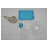 Vintage Glassware: Hen on Nest, Fenton Opalescent Hobnail Glass Candy Dish and other glass pieces