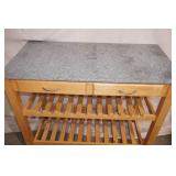 Granite Topped Kitchen Island on Wheels w/2-drawers 36"x 22"x 43.5"