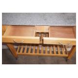 Granite Topped Kitchen Island on Wheels w/2-drawers 36"x 22"x 43.5"