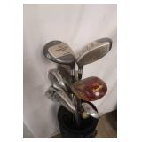 Nike Golf Cart Bag and Set of Various Golf Clubs
