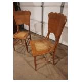 (2ct) Antique Victorian-Style Chairs. (tiger oak wood? woven cane seats)