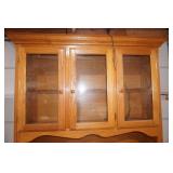 Lighted, Wooden 2-Piece Hutch Cabinet w/glass doors. 52"x17"x79"