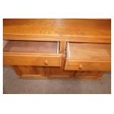 Lighted, Wooden 2-Piece Hutch Cabinet w/glass doors. 52"x17"x79"