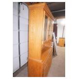 Lighted, Wooden 2-Piece Hutch Cabinet w/glass doors. 52"x17"x79"