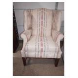 (2ct) Vintage Chairs. Queen Anne Style Wingback Chair, Vintage White Swivel Rocker