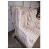 (2ct) Vintage Chairs. Queen Anne Style Wingback Chair, Vintage White Swivel Rocker