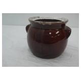 Vintage Brown Drip Glaze Pottery Pot. 5.5" tall with a 6.5" diameter