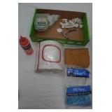 Hardware Supplies Lot: Tile Spacers, Chalk, Screws, Tool Bag, Vintage Face/Head Shield