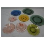 Vintage Clear Colored Glass Pieces, Some Pink Depression Glass Pieces.