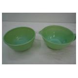 Vintage Anchor Hocking Fire King Ware Jadeite Glass Batter Bowl & Bowl