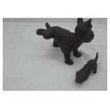 Vintage Cast Iron Scottie Dog Figurine & smaller metal Scottie Figurine